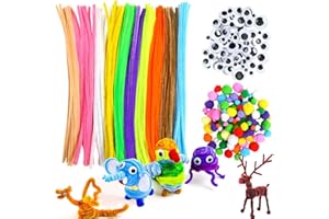 AIXIMA 280 Limpiadores de pipas Set, Alambre de Chenilla, Navidad Limpiapipas,Incluye 200 Hilos De Chenilla, 40 Ojos Autoadhesivos, 40 Pompones, Para Bricolaje Navideño Hecho a Mano (10 Colores)