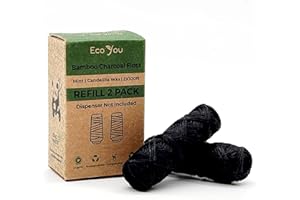 EcoYou Bamboo Charcoal Dental Floss | 2 Refills Pack | Mint & Candelilla Wax | Eco Floss, Bamboo Floss, Charcoal Floss, Bamboo Floss Refill, Bamboo Dental Floss, Charcoal Dental Floss