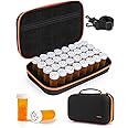 Yewltvep 32 PCS Empty Pill Bottles with Carrying Case for Prescription Medication, 8DR Plastic Prescription Bottle with Child Proof Caps, Push Down and Turn, Prescription Vial, Medicine Container