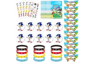 Cadeau Sonic Anniversaire, Masques de Sonic, Tatouages temporaires soniques, Badges, Bracelets For Kid Birthday Party Decoration Favor