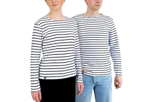 Breizh Ocean - Marinière GUER, Tee-Shirt rayé épais en Coton Bio - Unisexe, Homme ou Femme - XS au 4XL