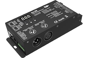 WEIWANG ELECTRONIC 4 Channel Decoder DMX512 & RDM Decoder DMX 512 Digital Display Decoder Dimming Driver DMX512 Controller for LED RGBW Tape Strip Light RJ45 Connection