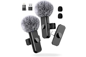 Ponovo Lavalier Mikrofon Kabellos, Mini Ansteckmikrofon Wireless für USB C Handy, Microphone 12 Stunden für Videoaufnahme YouTube Vlog Tiktok Podcast