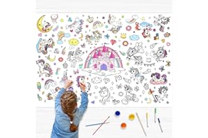 Landifor 2 Stück Einhorn Ausmaltischdecke Kinder Unicorn Tischdecke zum Ausmalen bemalbare Papiertischdecke Kreative Maltischdecke Mal Mich Bunt Kunsthandwerk für Kindergeburtstag Party Geschenkidee