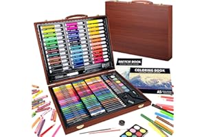 ‎KINSPORY KINSPORY Premium Malkoffer Deluxe 150-teilig Malset für Kinder Anfänger Tolles Buntstifte Set, Wasserfarben, Ölpastellfarbe, zeichenstifte, Bleistifte als Zeichenset Geschenk Kinder