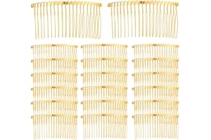 YOOSIT Lot de 20 peignes à cheveux en métal argenté doré noir à 20 dents pour mariage, voile de mariée, accessoire décoratif pour chignon (doré)