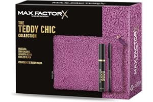 Max Factor, Cofanetto Regalo Donna The Teddy Chic Collection, Pochette in morbido tessuto teddy con Mascara 2000 Calorie Black + Matita Occhi Kohl Pencil 020 Black