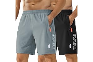 kuzwufs Herren Sporthose Kurze Atmungsaktive Gym Fitness Hosen Dry Fit Lauf Shorts Training Funktionsshorts Mit Reißverschlusstaschen 2er Pack