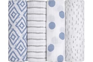 ‎EMMA & NOAH emma & noah Baby Spucktücher, 70x70 cm, Kuschelig Weich, 3er und 4er Sets, 100% Bio-Baumwolle, Langlebig & Extra Saugfähig, Unisex Design für Jungen und Mädchen (Rauten Blau)