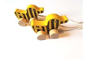 2 x Little Tiger Tigerente Holz 6cm Mit Schnur EIN Set/Made In Germany/Animiert Zum Nachziehen Nächsten Kindergeburtstag