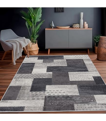 Teppich-Traum Modern woonkamer tapijt golven design in rood grijs antraciet - onderhoudsvriendelijk afmetingen 60x110 cm