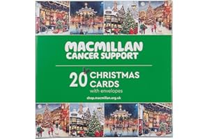 MACMILLAN CANCER SUPPORT Macmillan Village Scenes Charity Christmas Cards – Pack of 20 Luxury and Eco-Friendly Christmas Cards. Boxed Multipack of 4 Seasonal Christmas Designs. 127x127mm Card Size.