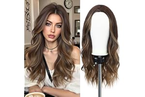Esmee 24 Inches Long Ombre Brown Wigs for Women Natural Synthetic Hair Wig Loose Wavy Wigs Heat Resistant for Daily Party Cosplay Wear