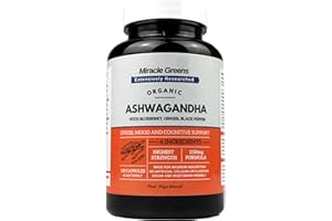 MACRO GREENS Organic Ashwagandha 1150mg | Boosted with Blueberry, Turmeric, Ginger, and Black Pepper | 120 Capsules for Mood, Anxiety & Stress Relief | Max Strength Ashwagandha from Root - 5% Withanolides
