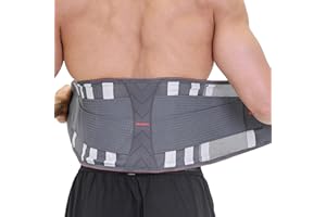 PROIRON Pas lędźwiowy dla mężczyzn i kobiet, z 7 żebrami podtrzymującymi chrząstkę, regulowany pas lędźwiowy, oddychający pas lędźwiowy do pracy pas lędźwiowy sportowy pas biodrowy, łagodzi ból, M