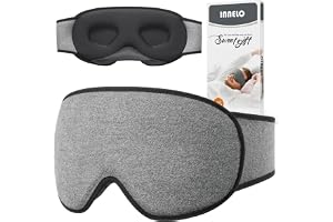 INNELO Sovmask av bomull för sidosovande, förbättrad 3D-ljusblockerande sovmask med hörselskydd, ultramjuk och bekväm ögonmask, sovglasögon med kardborreband för kvinnor, män