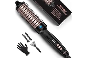 Terviiix 38MM Thermal Brush Create Blowout Look, Get Loose & Volume Layer Hair, Ceramic Tourmaline Ionic Hot Brush Heated Curling Brush, Digital Display 9 Temperatures Curling Iron, Dual Voltage