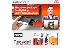Nero VHS to USB Video Grabber Recode Stick – Analogue-to-Digital Converter for VHS, Hi8 & Camcorder | Nero Video Editing Software Included | Digitise to MP4 | PAL/NTSC | Windows 11/10