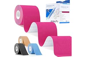 EXOUSIA Kinesiology Tapes,16.4 feet Uncut Per Roll Sports Tape for Exercise, Elastic Water Resistant Injury KineticTape to Relieve Muscle Pain, Physio Tape for Shoulders Knees Ankles and Protect Joints (Pink)