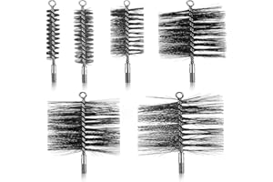 Nuenen 6 Cepillos de Tubo de Estufa Diámetro 30 mm 40 mm 80 mm 150 mm 170 mm 200 mm Deshollinador de Chimenea Cepillo Deshollinador de Alambre con Cerdas de Acero para Caldera de Calefacción Tubería