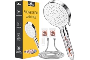 Magichome Jonowa głowica prysznicowa i wąż 2 m, najnowszy 6 trybów, wysokociśnieniowy uniwersalny filtr głowica prysznicowa do twardej wody, niskie ciśnienie wody z dodatkowymi wymiennymi akcesoriami