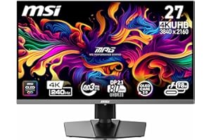MSI MPG 272URX QD-OLED 27" Monitor Gaming 4K UHD - Pannello Quantum Dot OLED 3840 x 2160, EL Gen3, 240Hz / 0,03ms, 99% DCI-P3, ΔE≤2, DisplayHDR True Black 400, KVM, DP 2.1a, HDMI 2.1, USB Typ-C