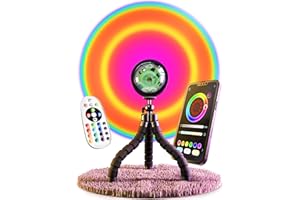 HEYLED® Tripod Sunset Lamp mit App und Fernbedienung - inkl. E-BOOK - Sunset Lampe für Sonnenuntergang Projektion und ein angenehmes Stimmungslicht