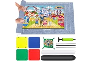 VFANDV Tapis de Puzzle Rouleau Feutre Portable pour Adultes et Enfants avec 4 Trieur de Puzzle pour Jusqu'à 2000 Pièces