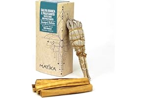 LYNPHA VITALE MATIKA - Kit Palo Santo e Salvia Bianca Sciamanica - 5 Legnetti Palo Santo Popular dal Perù e 1 Smudge Salvia Bianca dalla California (Salvia Apiana) - Ideale per Purificazioni Intense