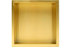 BALNEO WALL-BOX ONE Nicho de Ducha de Pared de Acero Inoxidable Dorado, Impermeable, Instalación de Nicho Flexible 30x30x10cm, Nicho para Utensilios de Baño, Sin Azulejos,