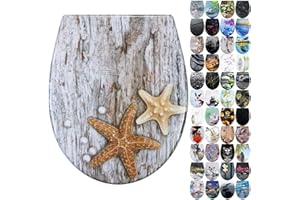 Fanmitrk WC Sitz mit Absenkautomatik, Toilettendeckel Duroplast, Klodeckel mit Schnellverschluss, Montage von oben, Toilettensitz mit Motiv (UF81943)