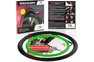 TR RIMPRO-TEC Rimpro-Tec Wheel Bands - Rim Wheel Protectors for Cars and Light Trucks - Alloy Wheel Rim Protectors - Protection and Style - Black Track/lime Green Pinstripe Fit from 12" to 22” Set of Wheels