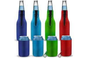 GZkushi 4 enfriadores de botellas de cerveza, enfriadores de botellas de cerveza, de neopreno, con 4 unidades de enfriador de latas de 330 ml y 2 abridores de botellas, adecuado para personas que
