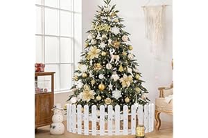 FLY HAWK Recinzione per albero di Natale, bianco, altezza su 42 cm, decorazione natalizia per esterni, recinzione per albero di Natale riutilizzabile come barriera per cani, gatti e bambini/35 pezzi