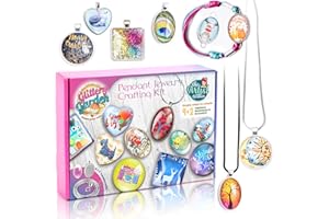 GLITTERY GARDEN Kit Fabrication de Bijoux pour Filles. Bricolage Collier Pendentif et Bracelet Loisirs Créatifs avec de Perles de Verre et Charms - Loisir Creatif Enfant, Jouet, d'arts et Artisanat, Cadeau