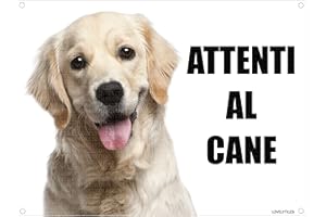 LOVELYTILES GOLDEN RETRIEVER attenti al cane mod 1 TARGA cartello IN METALLO (15X20)
