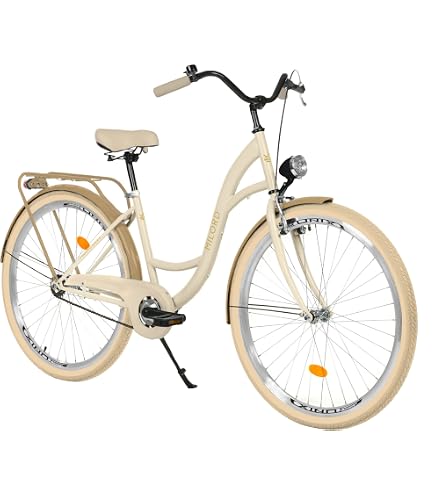 Via Veneto By Canellini. Damen Citybike CTB Vintage Rad Cityrad Fahrrader Bike Aluminium mit Korb Taschen und Klingel Via Veneto Bell Ring (46, Beige) Sport & Freizeit