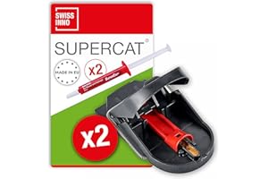 SWISSINNO Piège à Souris Pro SuperCat x2 + Seringues d'appât x2. Certifié pour Le Respect du Bien-être des Animaux et Une Capture sans failles. Réutilisable, Intérieure + Extérieur. Fabriqué en UE