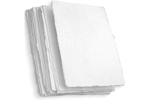 Wanderings Papel Blanco de Borde Crudo Hecho a Mano - 10,5x15 cm - Paquete de 50 - Papel para Acuarela/Medios Mixtos - Reservacion, Invitaciones, Tarjetas de Felicitación, Manualidades, Grueso 150 GSM