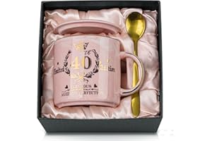 Geschenk 40 Geburtstag Frauen, Fabelhafter 40. Limited Edition, 400ml Marmorierter Keramikbecher mit Golddruck, Geschenke für Frau, Beste Freundin, Ehefrau, Schwester, Kollegin, Schöne Geschenkbox