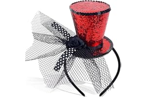 MYQIQI Mini-Zylinder, Stirnband mit Schleier, goldfarbener Zylinder, Fascinator, Zirkus-Kostüm für Damen, Mädchen, Festival, Halloween, Weihnachten, Kopfbedeckung, Karneval, Mottoparty, Abschlussball