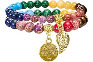 Bivei 7 Chakra Armband Echte Steine, Edelstein Armband Damen,Kristall Naturstein Yoga Armband