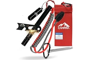 Campira® Feuerstahl XXL-Großer Feuerstein mit Magnesium für starken Funkenflug-Paracord Set-Blasrohr-Erst Ausrüstung als Survival Kit ideal für Camping, Outdoor, Bushcraft und Bundeswehr Ausrüstung