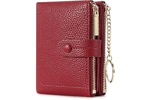 HKCLUF Portafoglio Piccolo Da Donna,Pelle Morbida Portafogli Donna Doppia Lampo,Portamonete Piccolo Portacarte Con Portachiavi Rosso