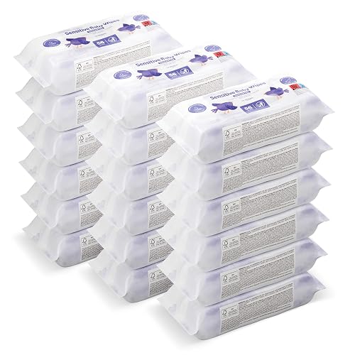 by Amazon Sensitive Baby Wipes Unscented, 1008 Wipes, Pack of 18 x 56