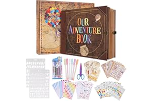 XIONGXIONG Our Adventure Book Scrapbook áLbum De Fotos,Estilo Retro,Cubierta De Carta En Relieve,Diario De Viaje,Diario De Viaje,Kit Para Parejas,Libro De Recuerdos Para Aniversario,Boda,Navidad, San