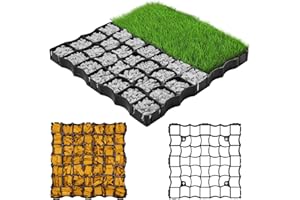 R.G. Rasengitter 10 Stück Rasenplatten 50 x 50 x 2,5 cm Paddockplatten Rasenwaben Gehwegplatten Rasengitterplatten 2,5m², Schwarz