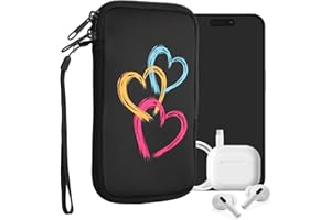 ‎KWMOBILE kwmobile Handytasche für Smartphones L - 6,5" - Neopren Handy Tasche Hülle Cover Case Schutzhülle - Pinsel Herzen Pink Orange Schwarz - 16,5 x 8,9 cm Innenmaße
