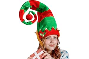 Giggling Getup Unisex-Weihnachtsmütze, Elfenmütze mit roten und grünen Streifen, Mützen für Erwachsene und Kinder, warme Mützen für Weihnachtsgeschenke