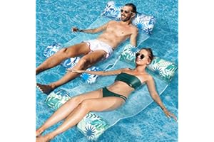 Elidepe Bouee Piscine, 2 Pièces Matelas Piscine, 4 en 1 Bouee Piscine Adulte, XL Hamac Matelas Piscine Gonflable, Bouée Transat Piscine Pliable Portable pour Les Vacances à la Plage